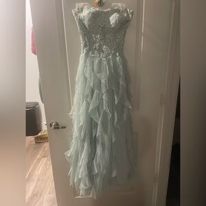 Elegant Sparkly Mint Strapless Gown
